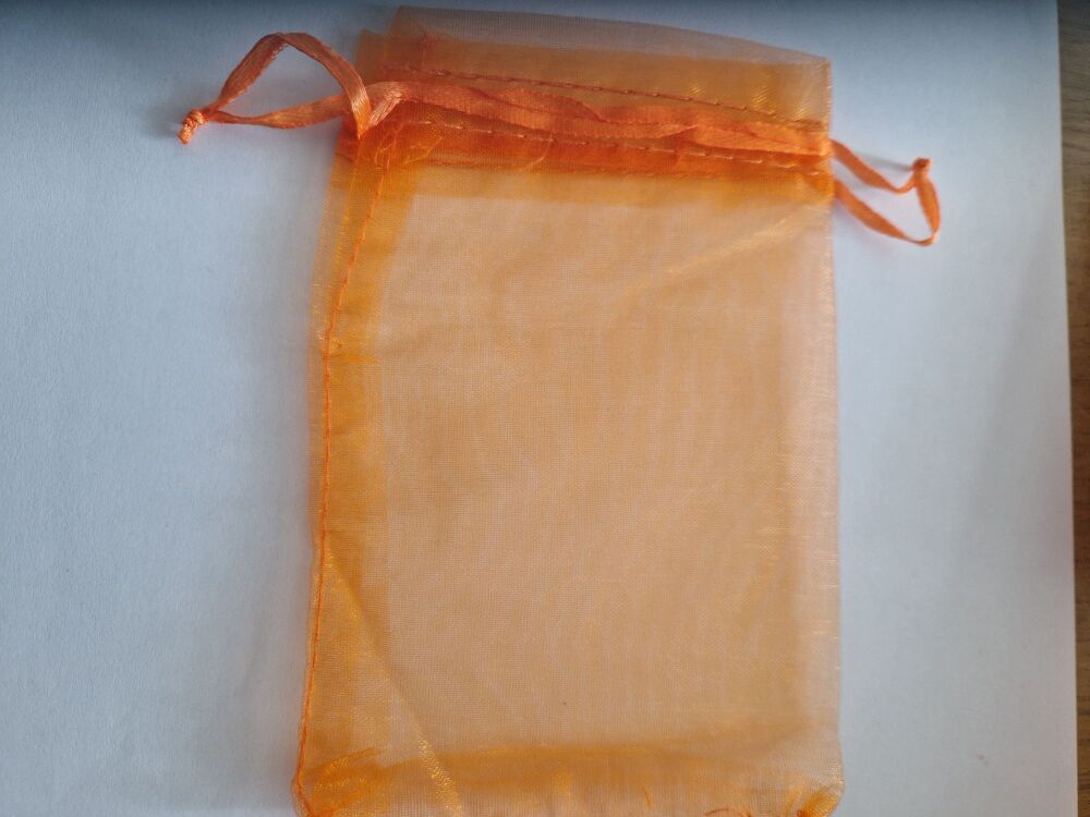 Organza Bags Orange  145mmx95mm approx (Pack of 5)