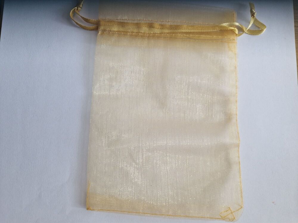 Organza Bags Gold 145mmx100mm approx (Pack of 5)