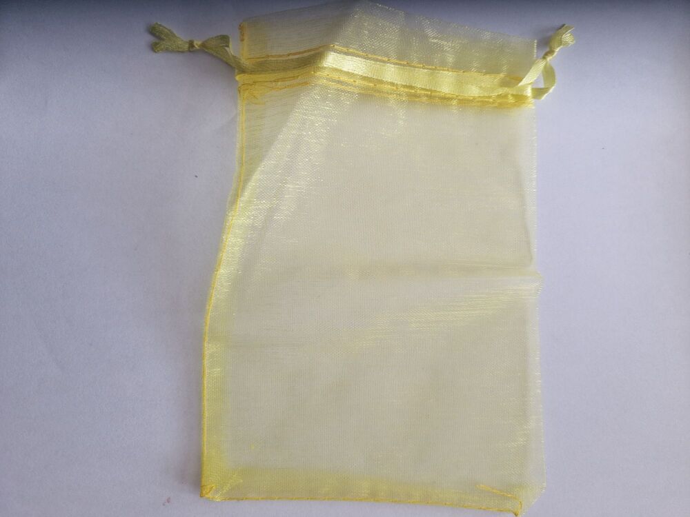 Organza Bags Yellow 145mmx100mm approx (Pack of 5)