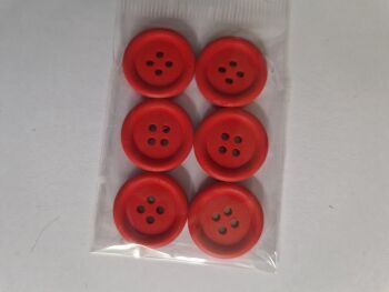 Red Wooden Buttons 20mm (6 pack)
