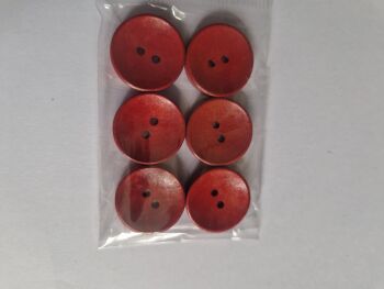 Red Wooden Buttons 20mm (6 pack)