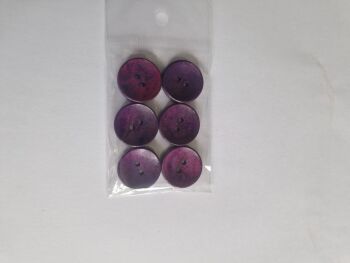 Purple Wooden Buttons 20mm (6 pack)
