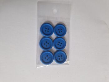 Blue  Wooden Buttons 20mm (6 pack)