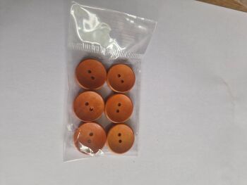 Orange  Wooden Buttons 20mm (6 pack)