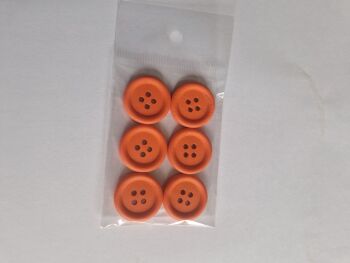 Orange  Wooden Buttons 20mm (6 pack)