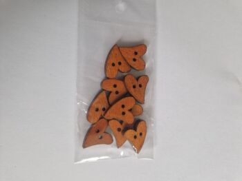 Heart (lighter / orange ) Wooden Buttons 17x21mm (Pack of 8)
