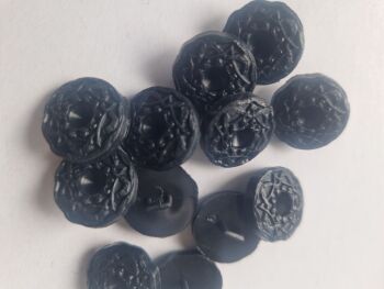 Black Patterned Shank Buttons  18mm (each)
