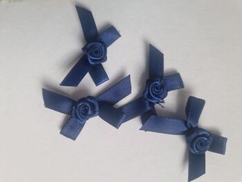 Navy Ribbon with Rose Centre (Pack of 6)