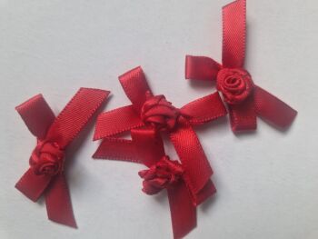 Red Ribbon with Rose Centre (Pack of 6)