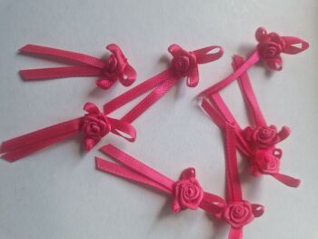 Cerise Pink Bow - Rose Centre - Pack of 8