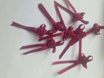Maroon / Wine Bow - Rose Centre - Pack of 8