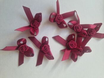 Maroon / Wine Bow - Rose Centre - Pack of 8