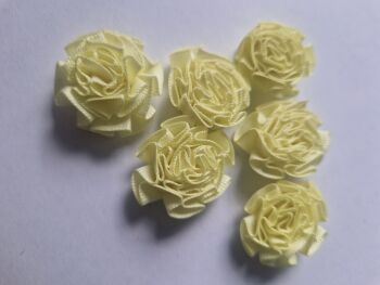 Lemon Carnation Ribbon Embellishments - Pack of 6