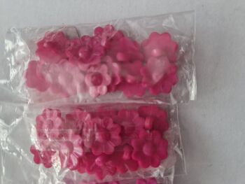 Cerise Flower Buttons (Pack of 12)