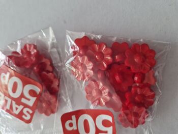 Red Flower Buttons (Pack of 12)