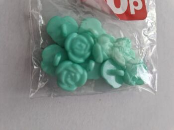 Mint Rose Flower Buttons (Pack of 10)
