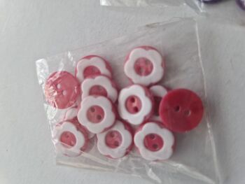 Pink / White Flower Buttons (Pack of 12)