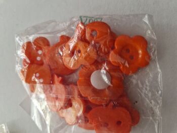 Orange Mixed Flower , Hearts, +Buttons (Pack of 15)