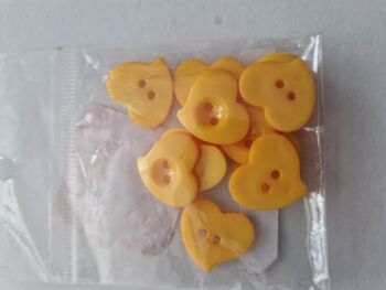 Yellow Heart Buttons (Pack of 12)