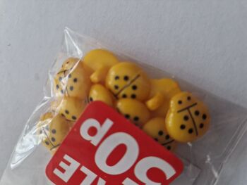 Yellow / Darker Ladybug Buttons (Pack of 12)