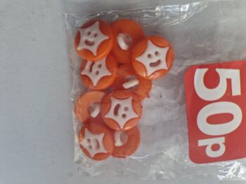 Orange Star Centre Buttons (Pack of 10)