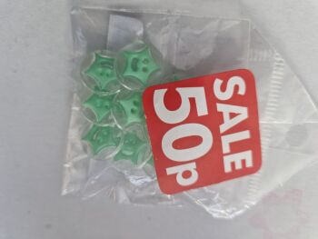 Green / Clear Star Centre Buttons (Pack of 10)