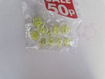 Lime Green / Clear Star Centre Buttons (Pack of 10)