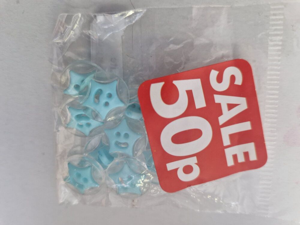 Turquoise / Clear Star Centre Buttons (Pack of 10)
