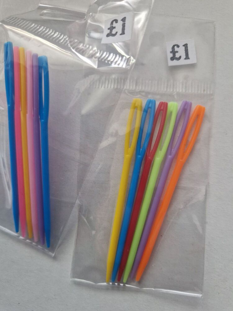 Plastic Needles 70mm - Pack of 6 - Random Pick of Colours