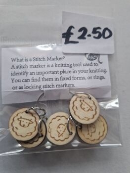 Sheep Wooden Stitch Markers (Pack of 5)