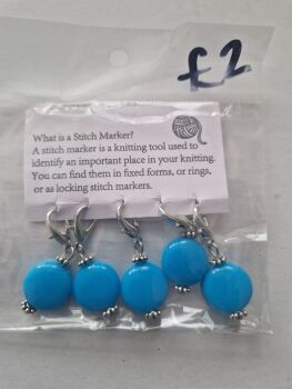 Blue Beads Stitch Markers (Pack of 5)