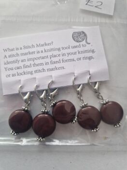 Brown Beads Stitch Markers (Pack of 5)