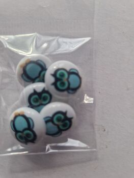 Owl Buttons 15mm (Pack of 5)