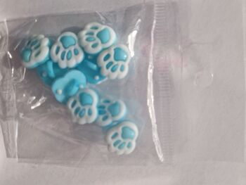 Turquoise Paw Buttons (Pack of 10)