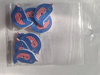 Blue Wooden Bird Buttons  - Pack of 8