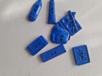 Blue School Items - Buttons,  embellishments- as shown
