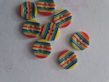 Rainbow Buttons - Bright  14mm (Pack of 8)