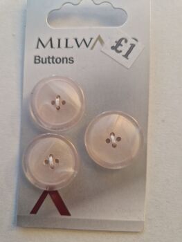 Pink (Pale) 4 hole Buttons 20mm (Pack of 3)