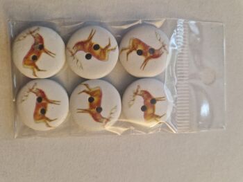 Stag Wooden Buttons 19mm (Pack of 6)