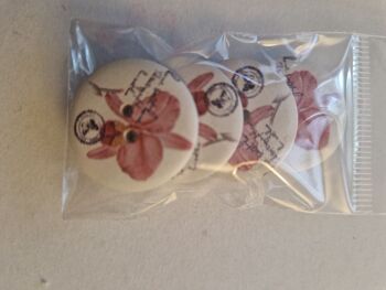 Flower Wooden Buttons 26mm (Pack of 4)