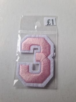 Number Motif  " 3 " Pink