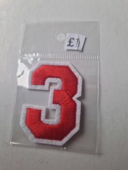 Number Motif  " 3 " Red