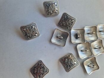 Silver Square Shank Button 13mm (each)