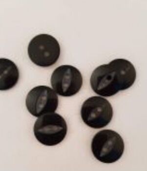Black Fisheye Button 11mm (Pack of 15)