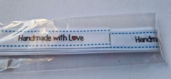 Handmade with Love  Grosgrain Ribbon - White  16mm (1.5 metre pack)