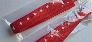 Red with white Star Grosgrain Ribbon 10mm (2 metre pack)