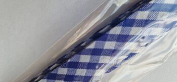 Blue Check Satin Bias Binding 14mm  (2 metres)