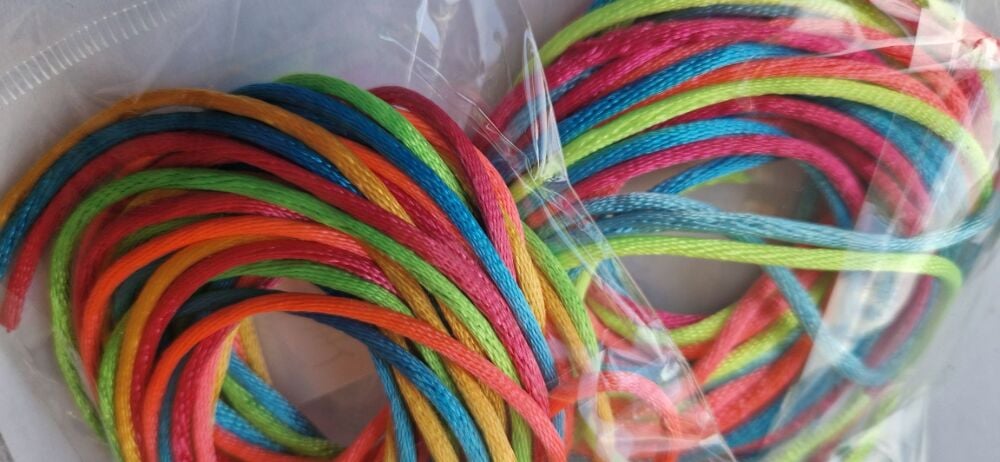 Mixed  Colours (picked at random)Satin Cord - 5 x 1 metre