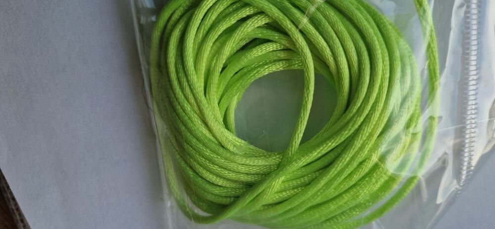 Neon Green Satin Cord - 5 metres