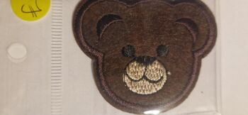 Teddy Face Motif - Brown 68mm x 45mm